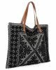 Włoska Torebka Shopper bag w Modne Wzory 5887 Czarna